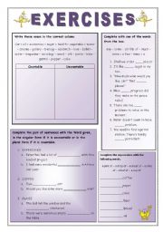 English Worksheet: Countable vs Uncountable Nouns