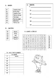 English Worksheet: numbers