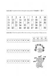 English Worksheet: counting from one to fifty