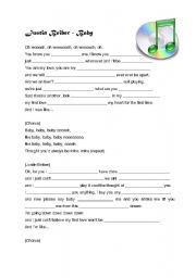 English worksheet: justin Bieber - baby