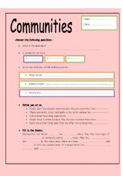 English worksheet: Communities