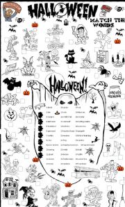 English Worksheet: halloween matching