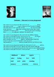 English worksheet: Madonna - This used to be my playground