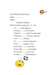 English worksheet: verb to be