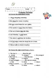 English worksheet: grammer revision