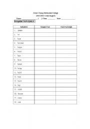 English worksheet: Irregular verbs 