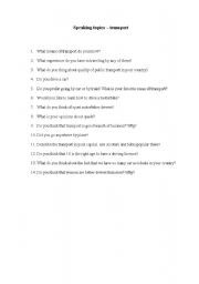 English Worksheet: Speaking topics transport
