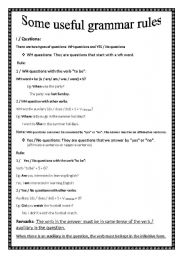 English Worksheet: Some useful grammar points