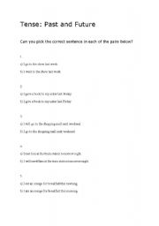 English worksheet: Tense: Past and future