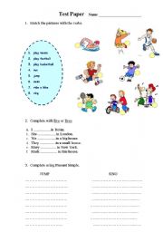 English worksheet: test paper