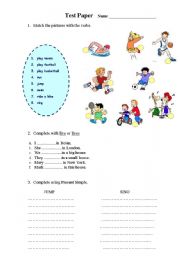 English Worksheet: test paper