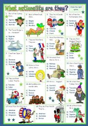 English Worksheet: WHAT NATIONALITY ARE THEY?