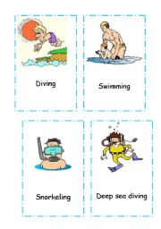 English Worksheet: beach activity flash cards