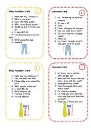 English Worksheet: clothes speaking cards