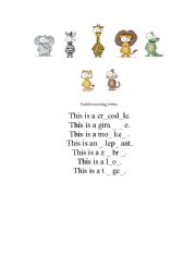 English Worksheet: Names of animals - spelling exercise 