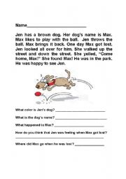 English Worksheet: Max the Dog