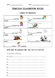 English Worksheet: Imperatives - Classroom rules