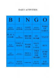 English Worksheet: daily activities bingo