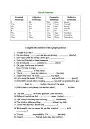 English Worksheet: Mix of Pronouns