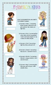 English Worksheet: Fashion kids