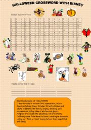 English Worksheet: Halloween crossword with Disney