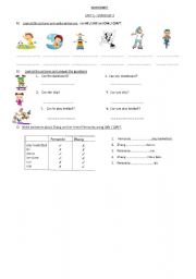 English worksheet: Actions and abilities