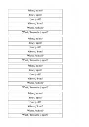 English worksheet: Questions for speaking activity