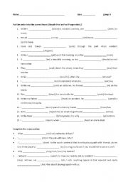 English Worksheet: past tenses