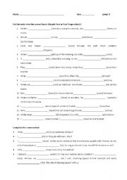 English Worksheet: past tenses