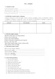 English worksheet: test_Animals