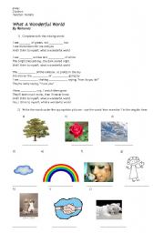 English Worksheet: What a wonderful world