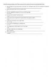 English worksheet: FCE - Sentence Transformation