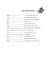 English Worksheet: Find Someone Who