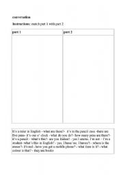 English Worksheet: conversation level a1