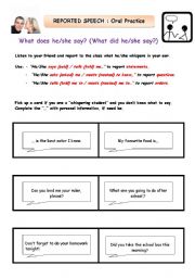 CARDS - Reported Speech: Oral practice. 