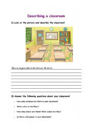 English Worksheet: classroom description 