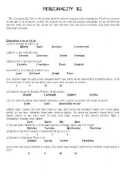 English Worksheet: Personality IQ test 