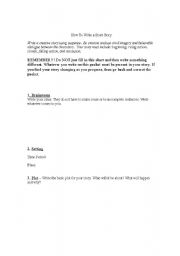 English Worksheet: How To Write a Short Story