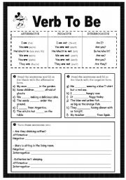 English Worksheet: Verb To Be