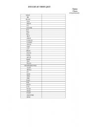 English worksheet: IRREGULAR VERBS QUIZ