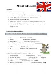 English Worksheet: MIXED VOCABULARY EXERCISES (FCE preparation) 2