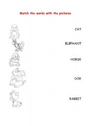 English worksheet: animals