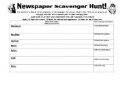 Newspaper Scavenger Hunt