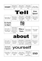 English Worksheet: Tell me about yourself - Discussion Board Game