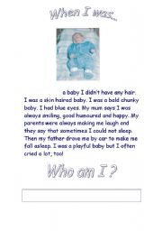 English Worksheet: when i was a baby...