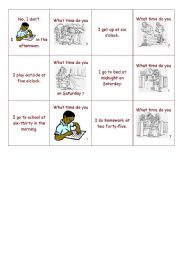 English Worksheet: What time do you...? - Domino game