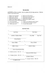 English Worksheet: Interview