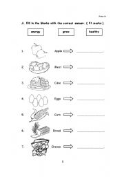 English Worksheet: healthy food