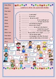 English Worksheet: QUESTION WORDS and ANSWERS