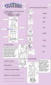 English Worksheet: CLOTHES ACTIVITIES